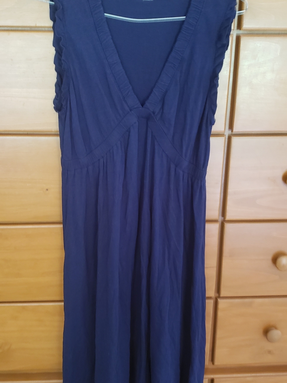 J. Crew Navy Blue Midi Dress with V-Neck